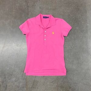 Polo Ralph Lauren Pink Polo Shirt Women's Medium Classic Logo Short Sleeve